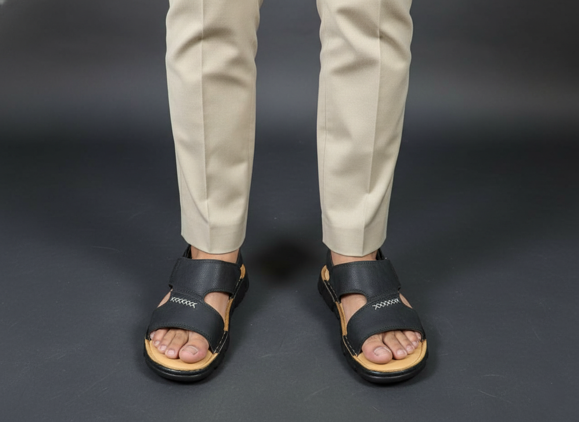Code : 1110 Leather Soft Casual Sandal - Thumbnail 2