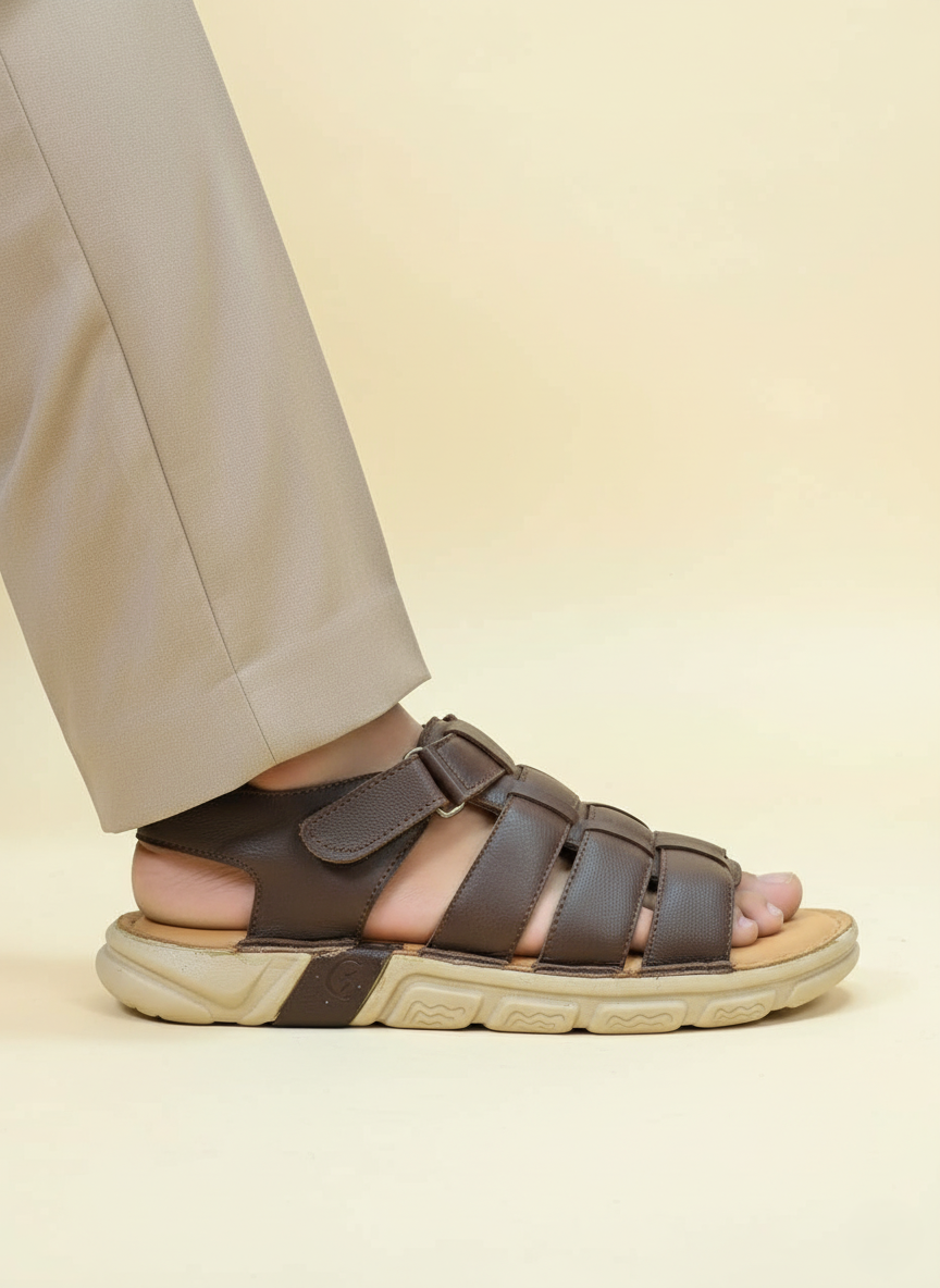 Code : 1105 Leather Soft Casual Sandal - Thumbnail 3